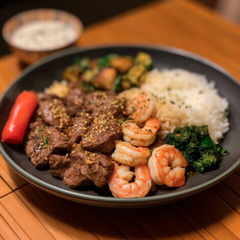 Teriyaki Steak & Small Shrimp